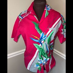 Vintage Sand Pebble Authentic Hawaiian shirt Mens S Pink Slit Pocket Made In USA